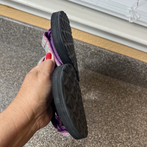 Teva Sandals Women's Sz 9 Original Hiking Sport Strappy Purple Multi Hook & Loop - Picture 7 of 11